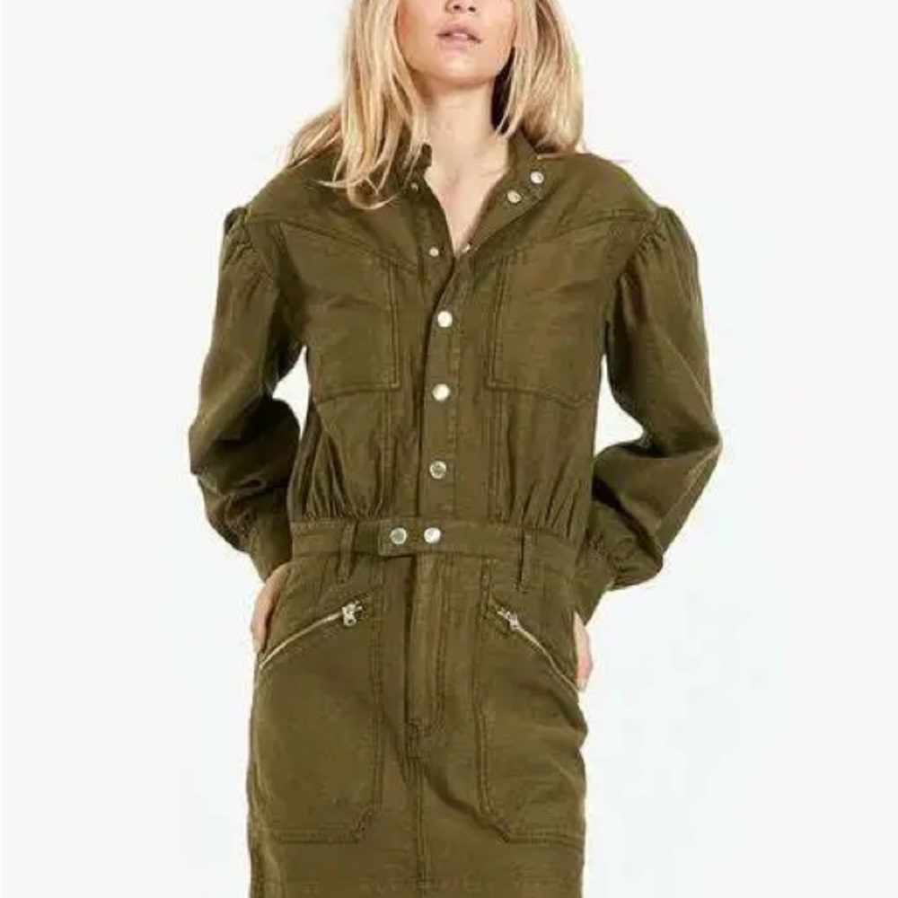 FRAME  Army  Green Moto Mini Dress Size L